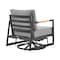 Armen Living Royal Outdoor Patio Swivel Glider Lounge Chair in Black Aluminum and Teak Wood with Cushions 840254332539 - alternate 5